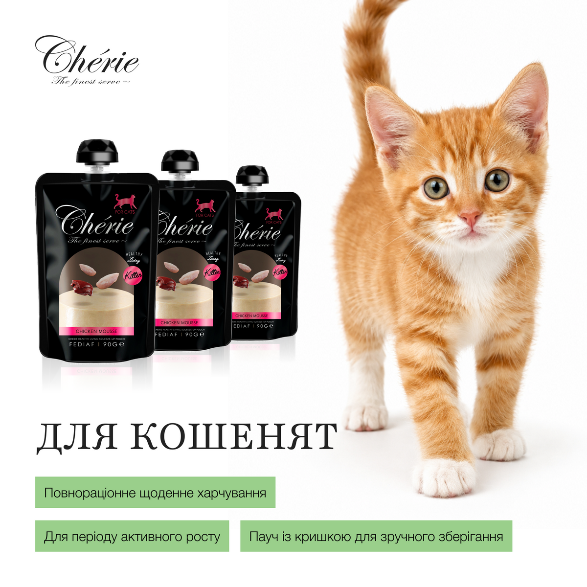 ВОЛОГИЙ КОРМ-МУС ІЗ КУРКИ ДЛЯ КОШЕНЯТ, 90 г