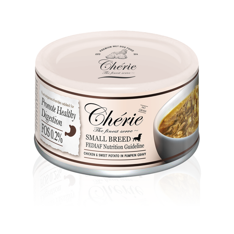 Chérie Вологий корм з Куркою та Батата (картопля) в гарбузовому соусі для собак  80 г.