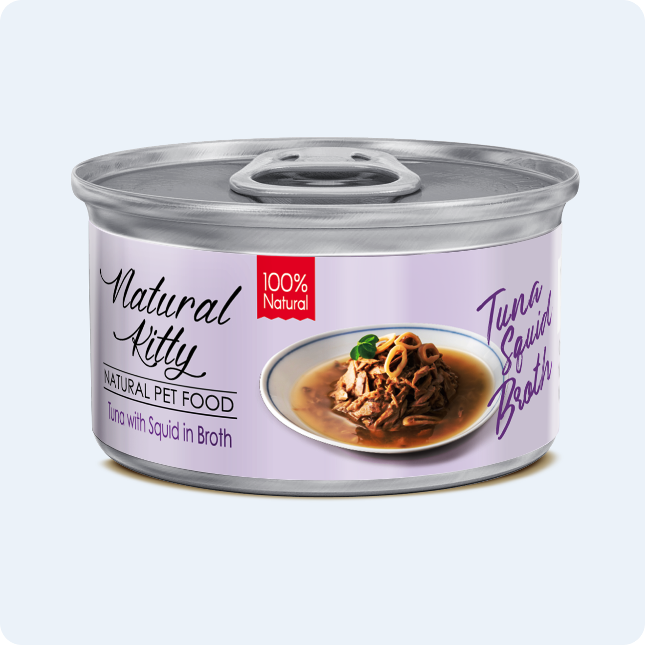 ВОЛОГИЙ КОРМ ТУНЕЦЬ З КАЛЬМАРАМИ У БУЛЬЙОНІ ДЛЯ КОТІВ 80 г