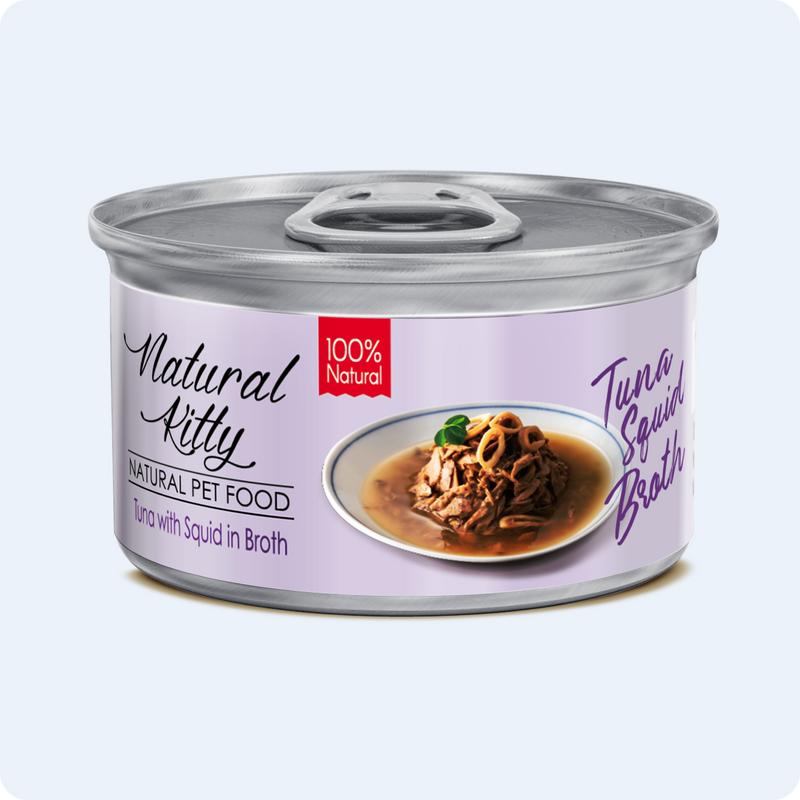 ВОЛОГИЙ КОРМ ТУНЕЦЬ З КАЛЬМАРАМИ У БУЛЬЙОНІ ДЛЯ КОТІВ 80 г