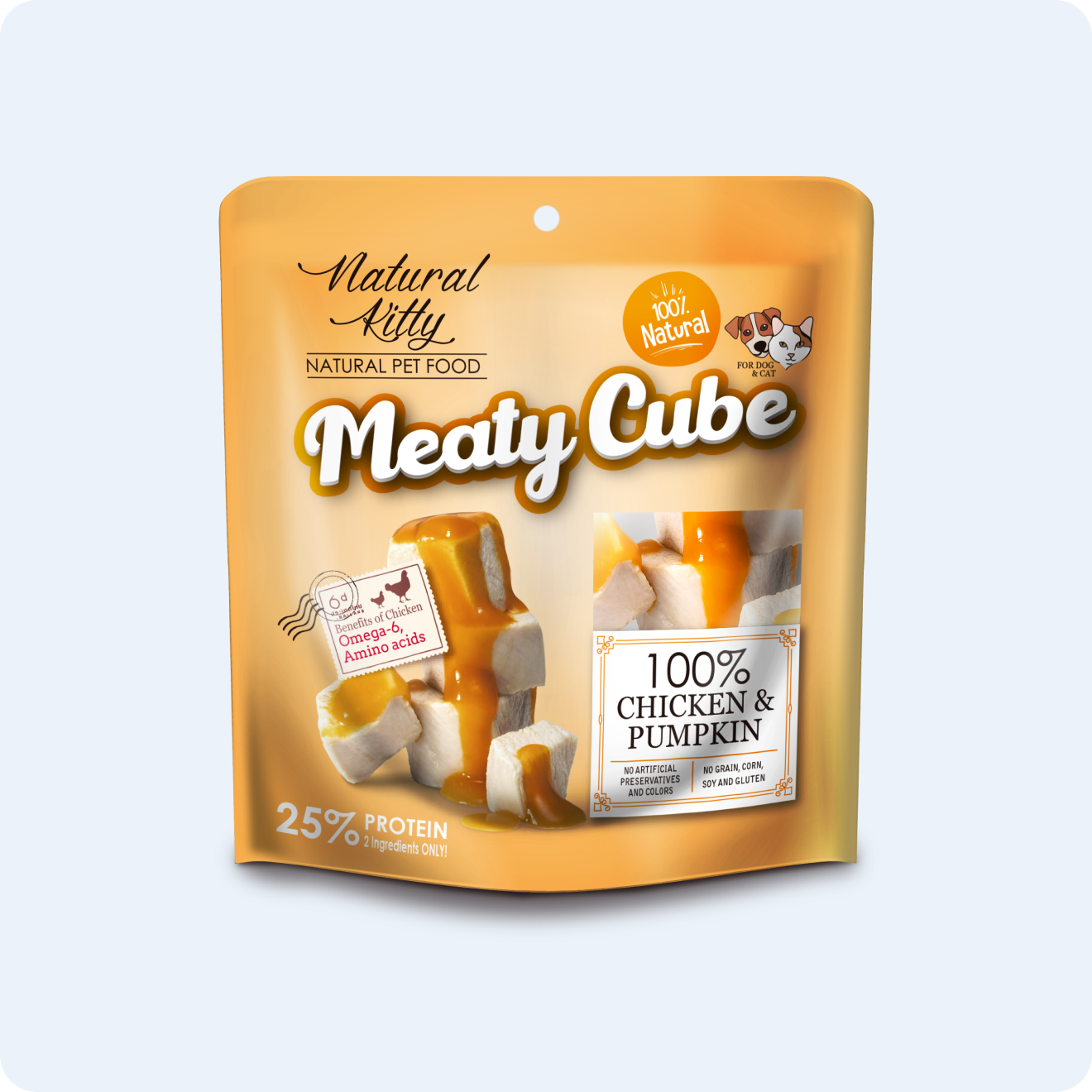 NATURAL KITTY М’ЯСНІ КУБИКИ З КУРКИ ТА ГАРБУЗА ДЛЯ КОТІВ 60 г