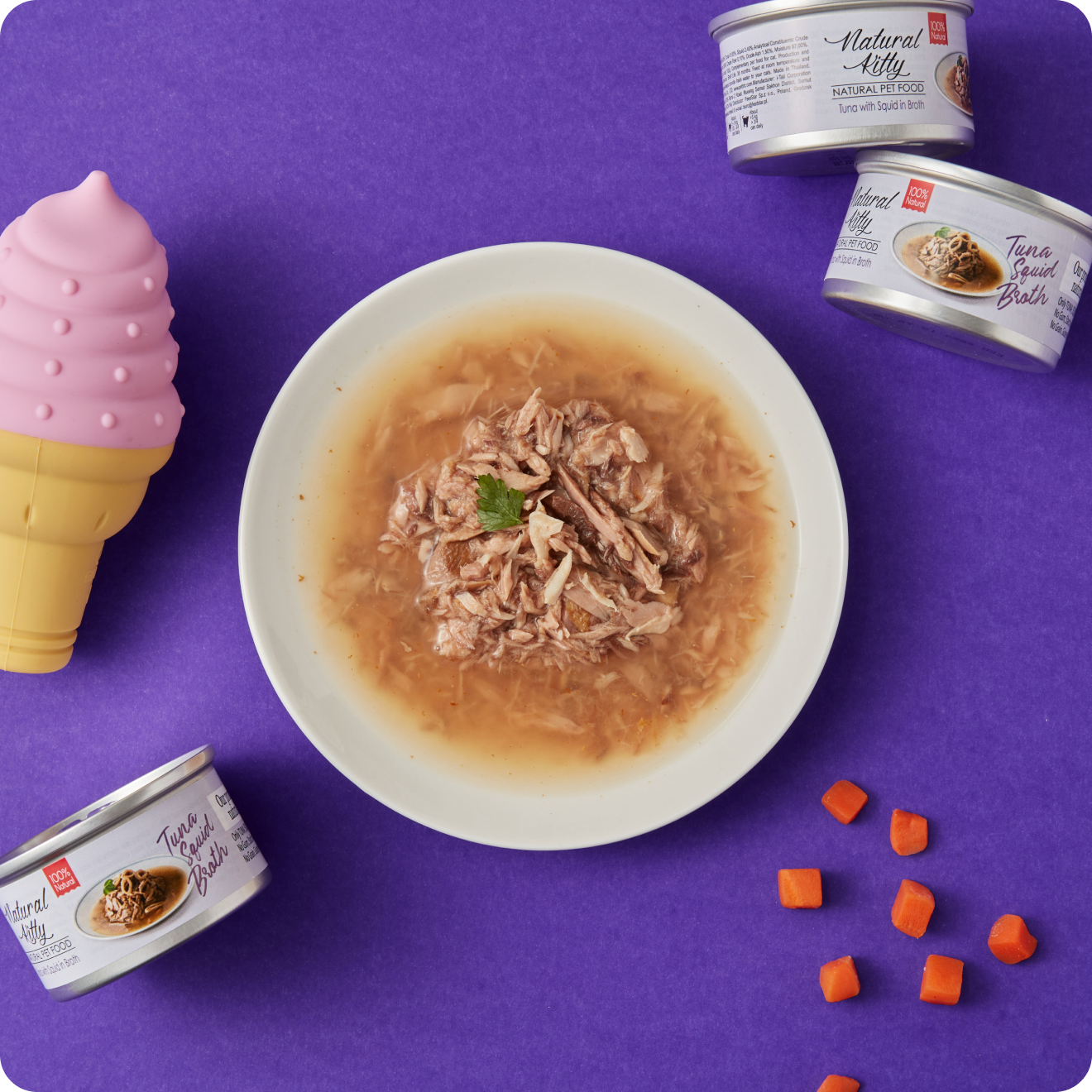 ВОЛОГИЙ КОРМ ТУНЕЦЬ З КАЛЬМАРАМИ У БУЛЬЙОНІ ДЛЯ КОТІВ 80 г