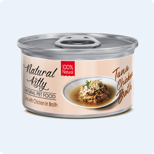 ВОЛОГИЙ КОРМ ТУНЕЦЬ З КУРКОЮ У БУЛЬЙОНІ ДЛЯ КОТІВ 80 г