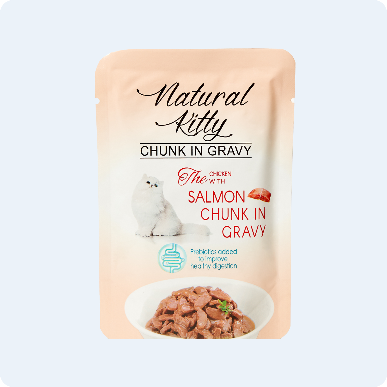 ВОЛОГИЙ КОРМ ДЛЯ КОТІВ ШМАТОЧКИ КУРКИ ТА ЛОСОСЯ В СОУСІ 85 г.