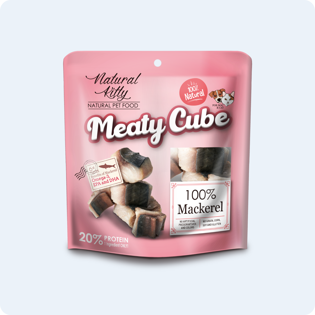 NATURAL KITTY М’ЯСНІ КУБИКИ ЗІ СКУМБРІЇ ДЛЯ КОТІВ 60 г