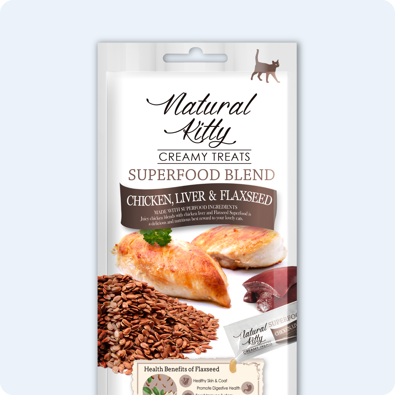 СУПЕРФУД ДЛЯ КОТІВ З КУРЯЧОЮ ПЕЧІНКОЮ ТА НАСІННЯМ ЛЬОНУ 4х12 г