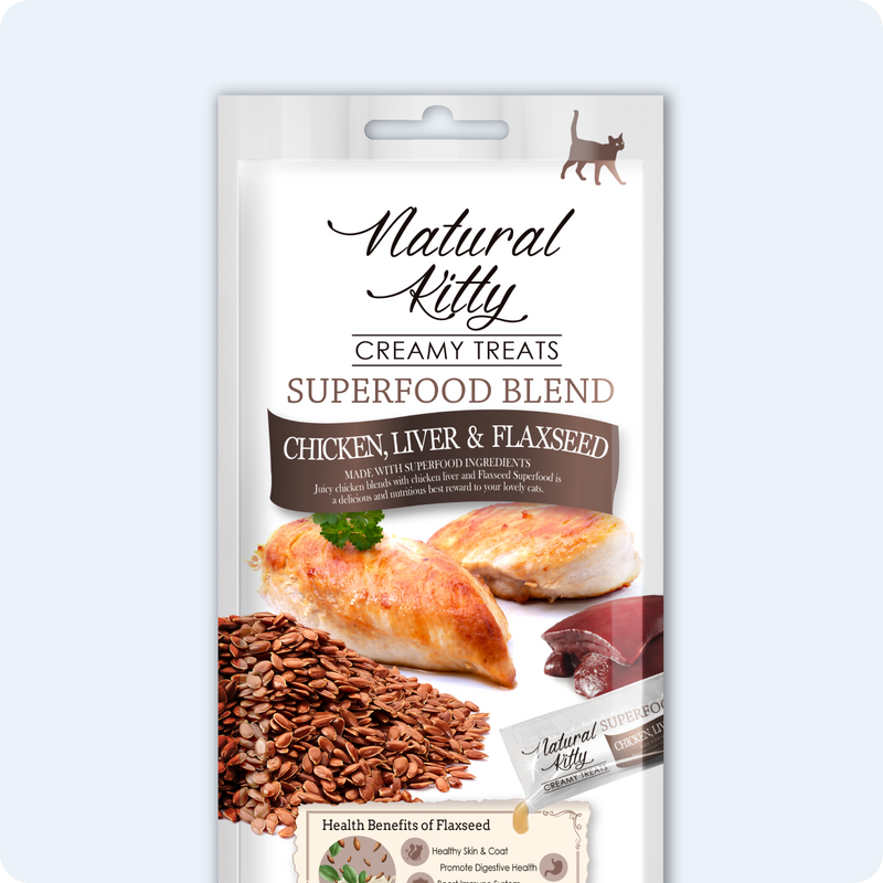 СУПЕРФУД ДЛЯ КОТІВ З КУРЯЧОЮ ПЕЧІНКОЮ ТА НАСІННЯМ ЛЬОНУ 4х12 г