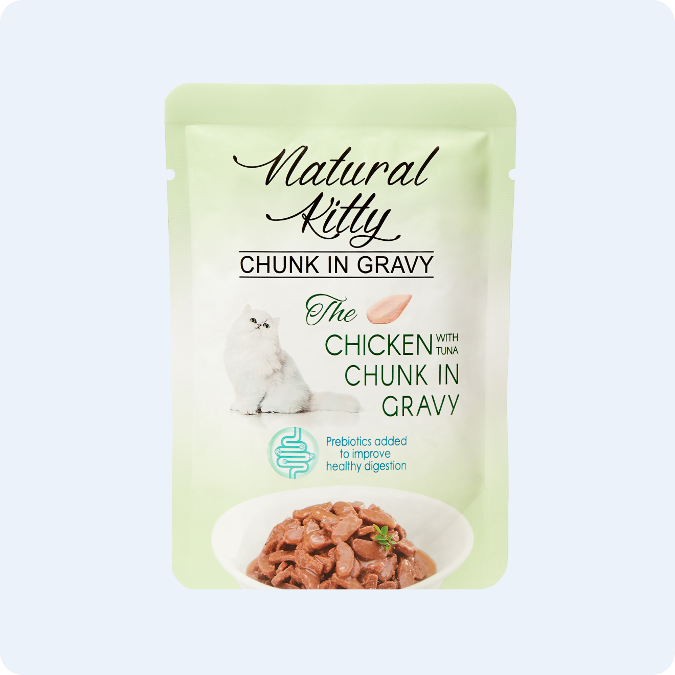 ВОЛОГИЙ КОРМ ДЛЯ КОТІВ ШМАТОЧКИ КУРКИ ТА ТУНЦЯ В СОУСІ 85 г.