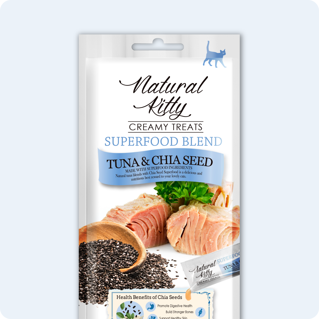 СУПЕРФУД ДЛЯ КОТІВ З ТУНЦЕМ ТА НАСІННЯМ ЧІА 4х12 г