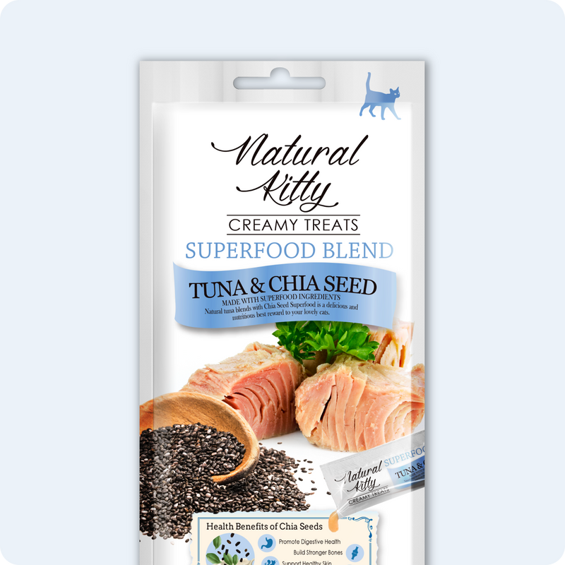 СУПЕРФУД ДЛЯ КОТІВ З ТУНЦЕМ ТА НАСІННЯМ ЧІА 4х12 г