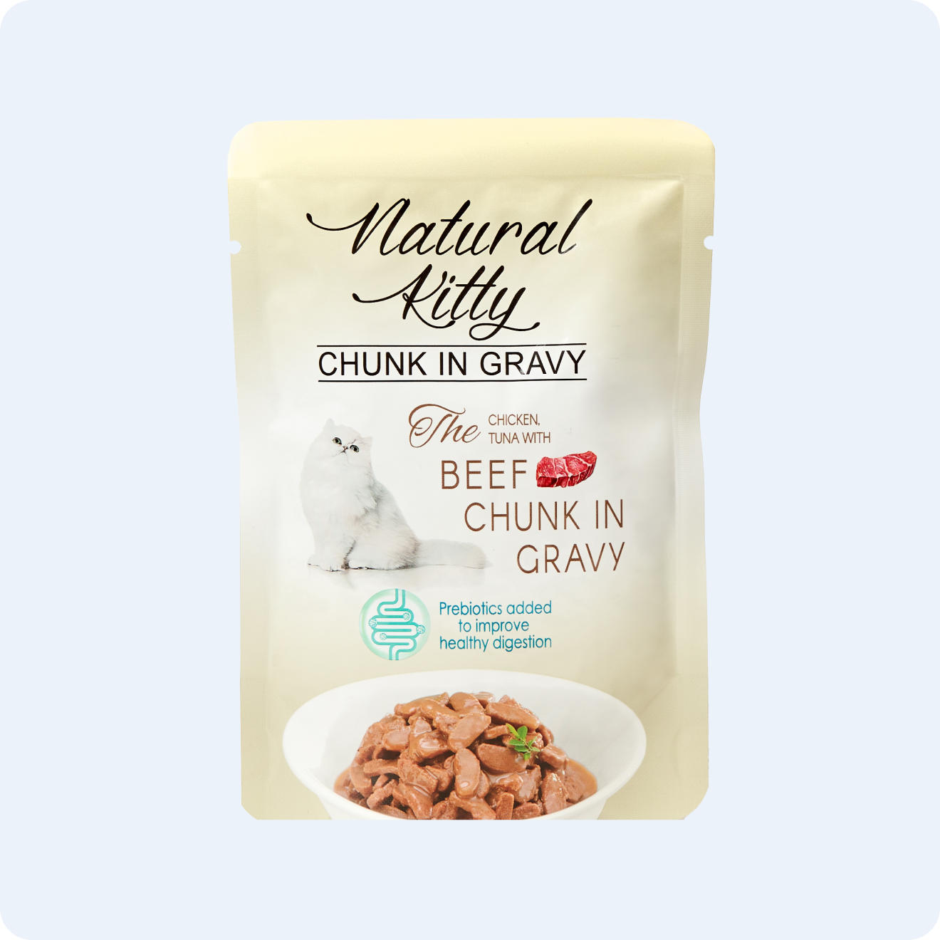 ВОЛОГИЙ КОРМ ДЛЯ КОТІВ ШМАТОЧКИ КУРКИ, ТУНЦЯ ТА ЯЛОВИЧИНИ В СОУСІ 85 г.