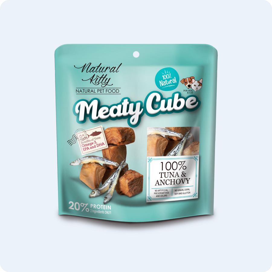 NATURAL KITTY М’ЯСНІ КУБИКИ З ТУНЦЯ ТА АНЧОУСІВ ДЛЯ КОТІВ 60 г 