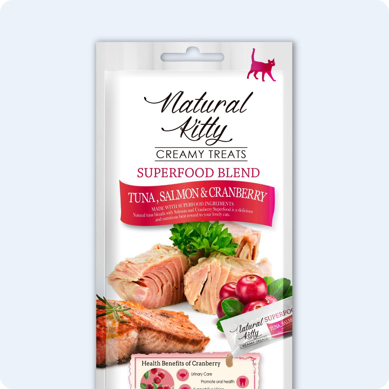 СУПЕРФУД ДЛЯ КОТІВ З ТУНЦЯ, ЛОСОСЯ ТА ЖУРАВЛИНИ 4х12 г