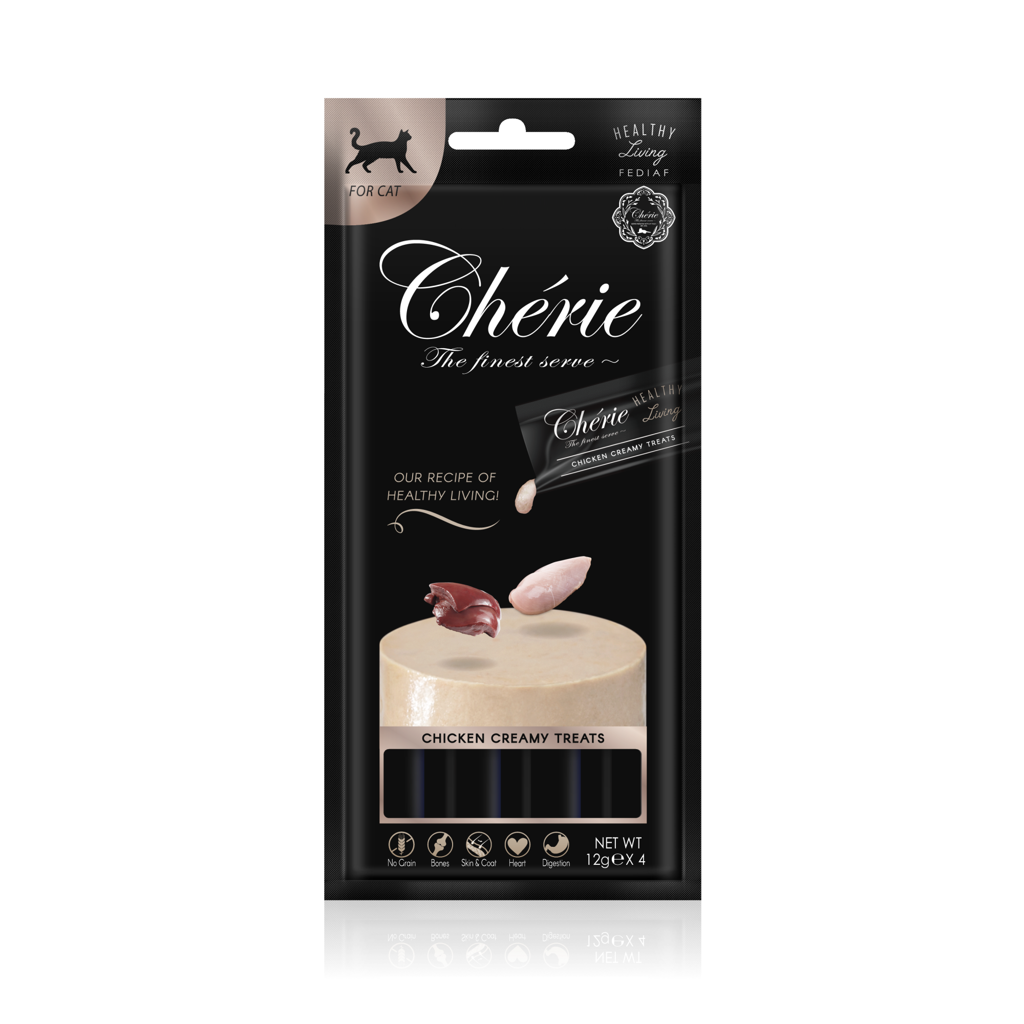 CHÉRIE КРЕМОВІ ЛАСОЩІ З КУРКОЮ ДЛЯ КОТІВ 48 г