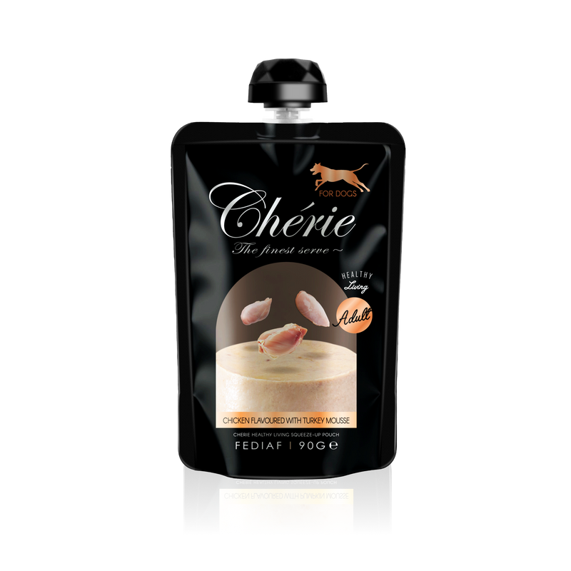 CHÉRIE МУС З КУРКИ ТА ІНДИЧКИ ДЛЯ ДОРОСЛИХ СОБАК 90 г